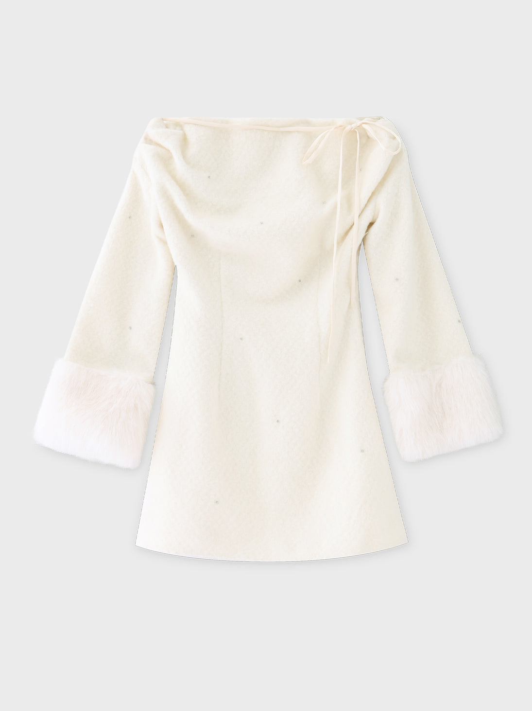 Fur jeweled ribbon mini onepiece(eme10762)