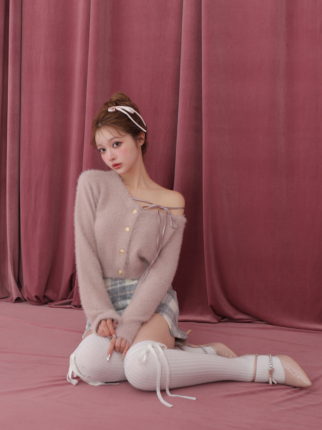 SALE】【Pre Order】Light shaggy check mini skirt(eme10763) – M me eme