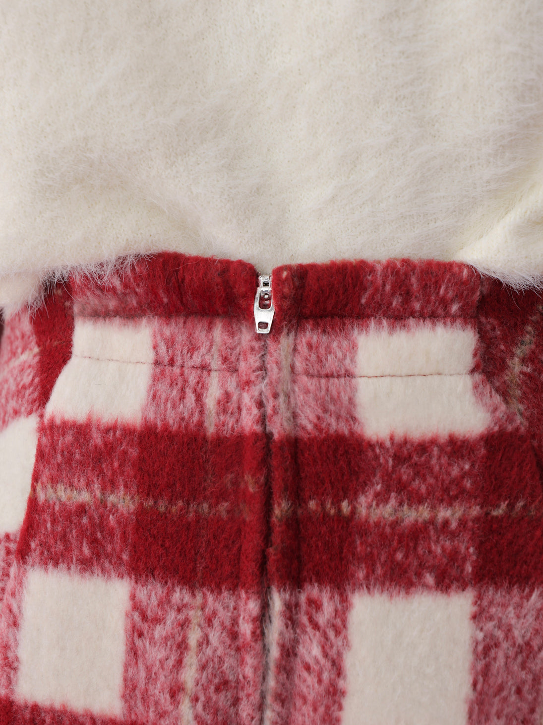Light shaggy check mini skirt(eme10763)