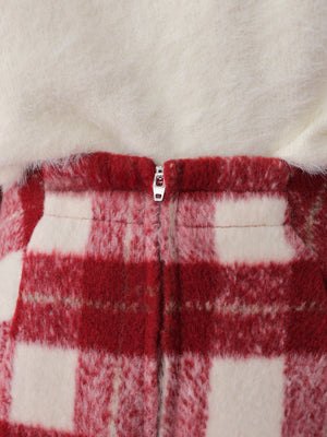 Light shaggy check mini skirt(eme10763)