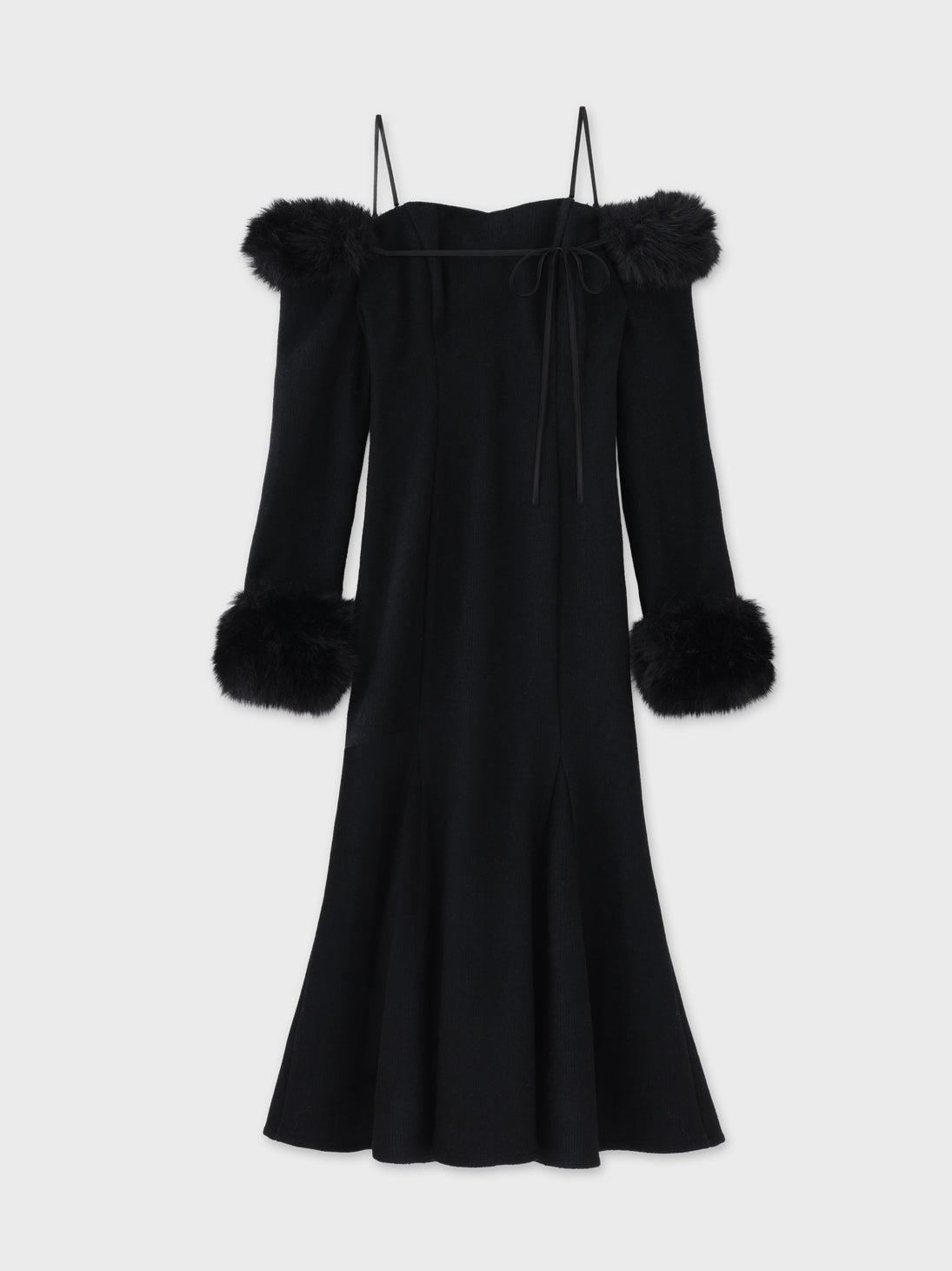 【Pre Order】Fur sleeve ribbon ｍermaid onepiece(eme10764)