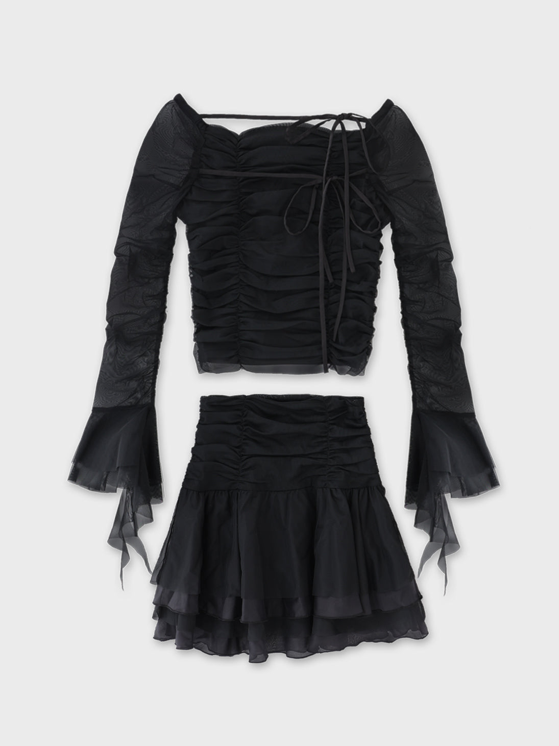 Pre Order】Chiffon mesh gathered setup(eme10765) – M me eme