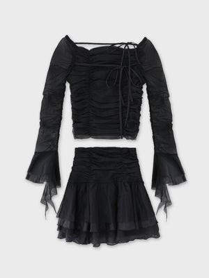 Chiffon mesh gathered setup(eme10765)