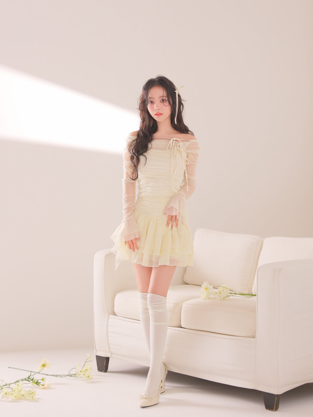 Chiffon mesh gathered setup(eme10765) – M me eme
