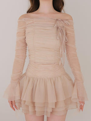 Chiffon mesh gathered setup(eme10765)