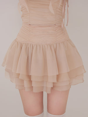 Chiffon mesh gathered setup(eme10765)