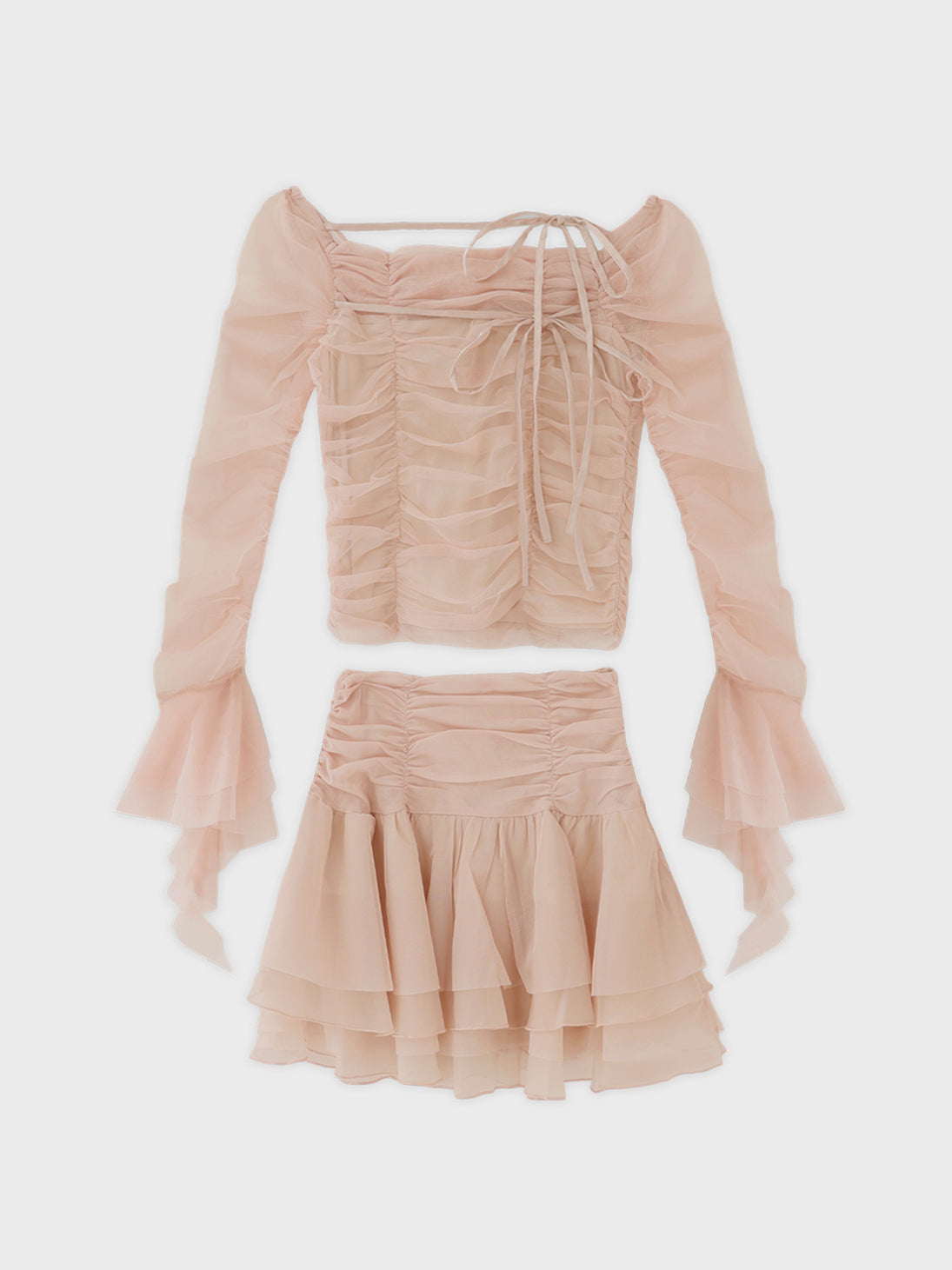 Pre Order】Chiffon mesh gathered setup(eme10765) – M me eme