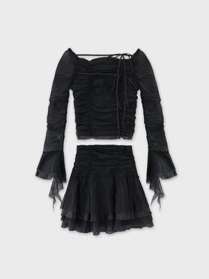 Chiffon mesh gathered setup(eme10765)