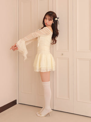 Chiffon mesh gathered setup(eme10765)