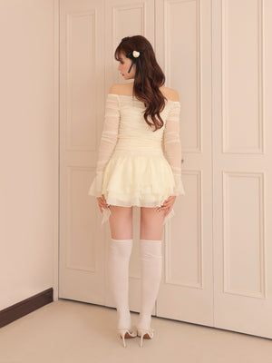 Chiffon mesh gathered setup(eme10765)