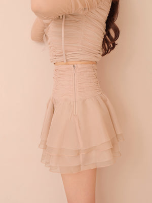 Chiffon mesh gathered setup(eme10765)