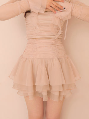 Chiffon mesh gathered setup(eme10765)