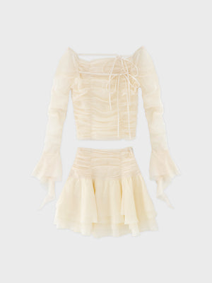 Chiffon mesh gathered setup(eme10765)