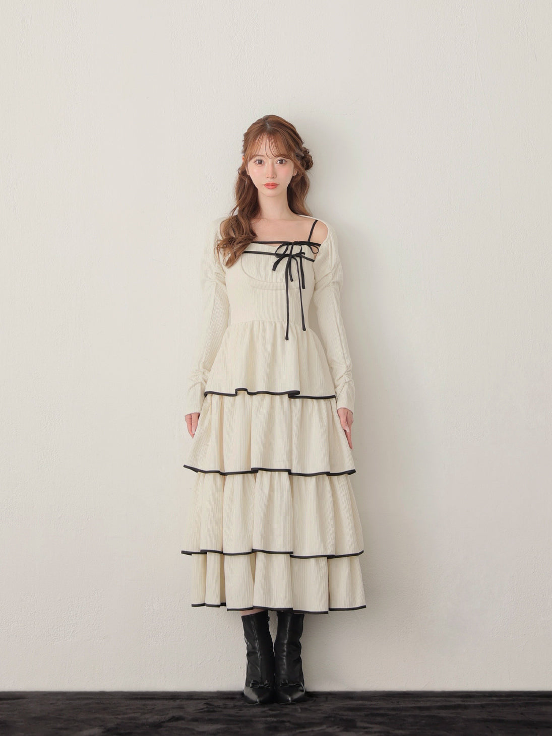 Tiered ribbon ensemble onepiece(eme10766)