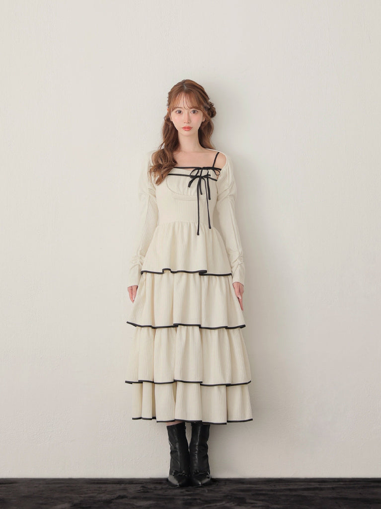 Tiered ribbon ensemble onepiece(eme10766)