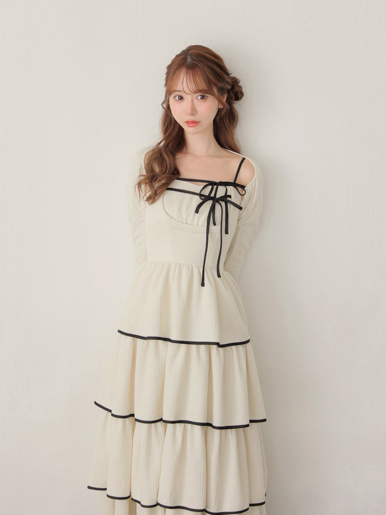 Tiered ribbon ensemble onepiece(eme10766)