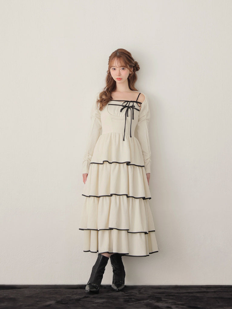Tiered ribbon ensemble onepiece(eme10766)