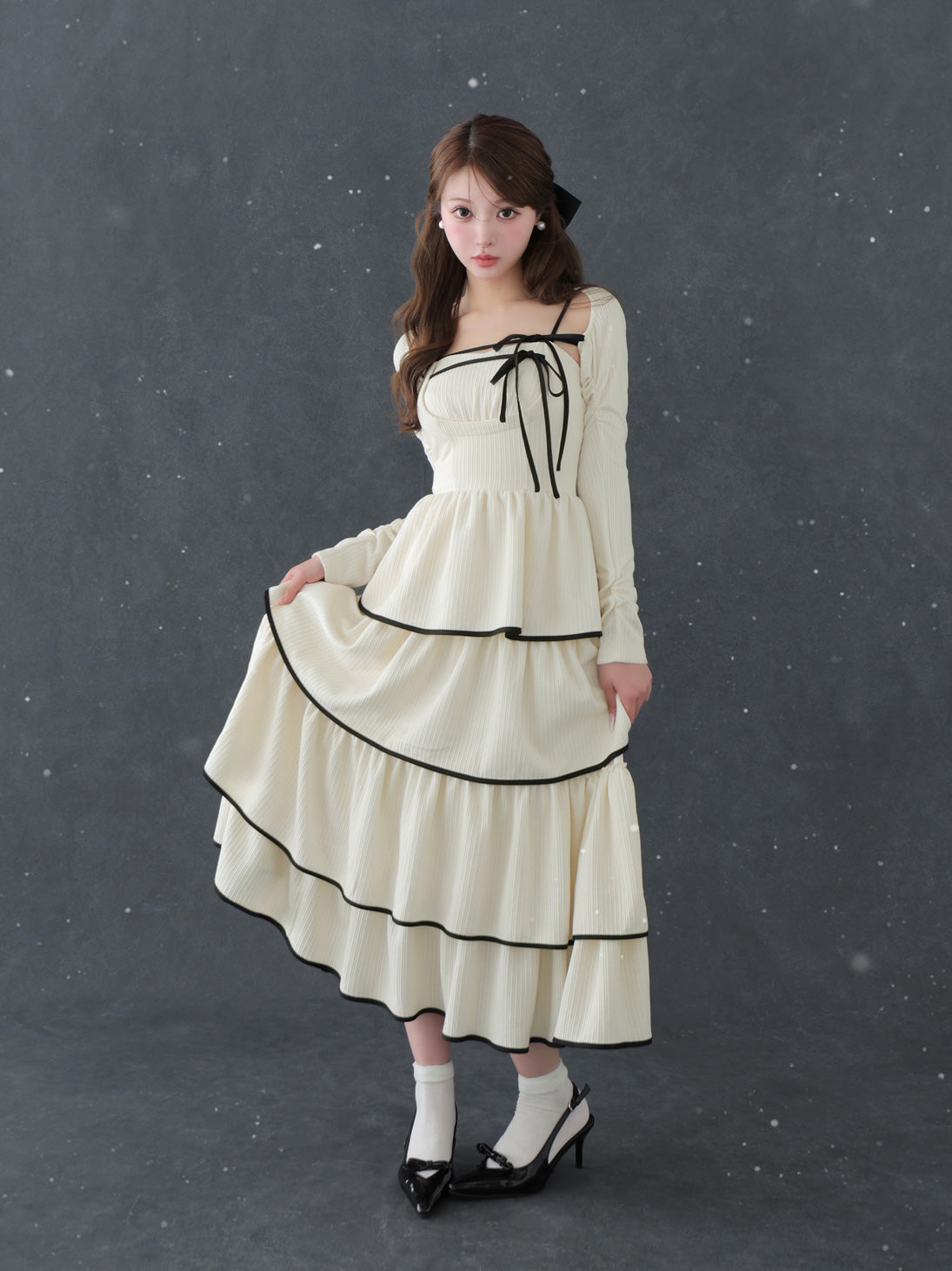 Tiered ribbon ensemble onepiece(eme10766)