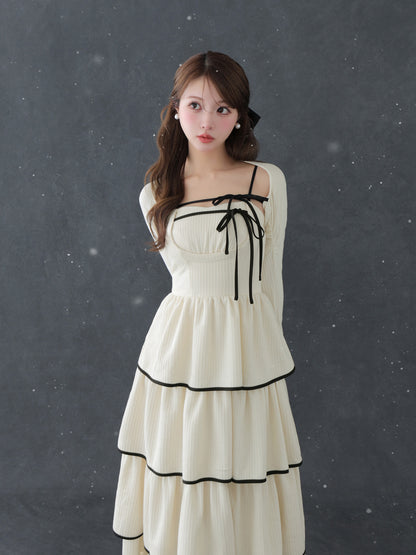 Tiered ribbon ensemble onepiece(eme10766)