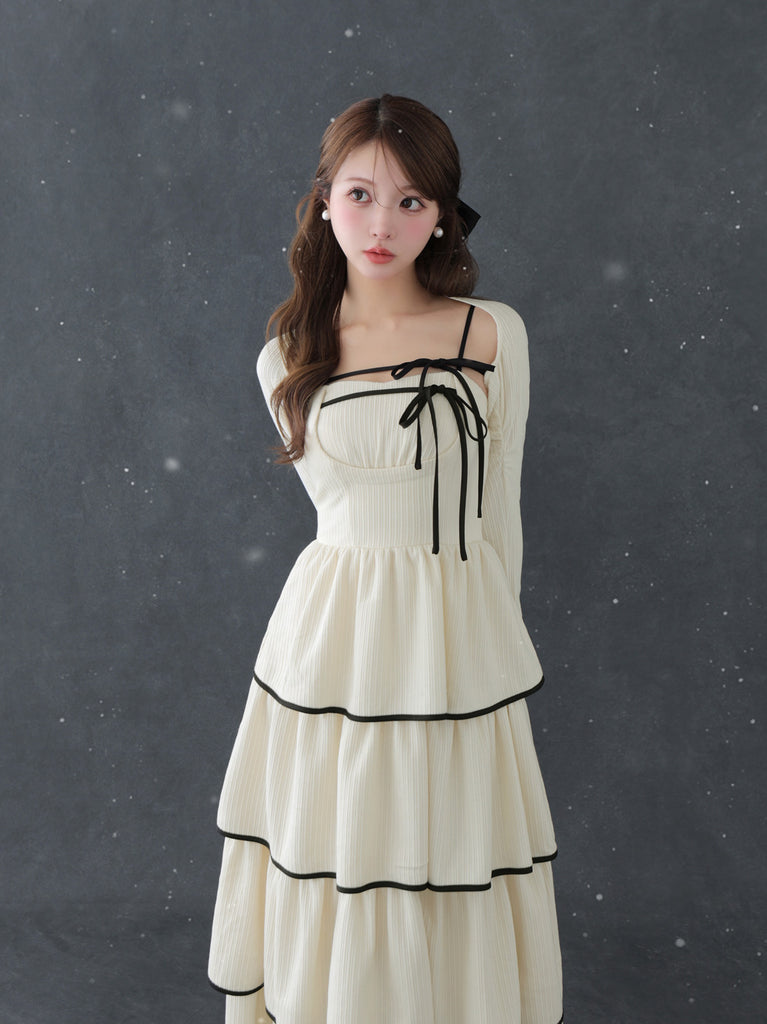 Tiered ribbon ensemble onepiece(eme10766)