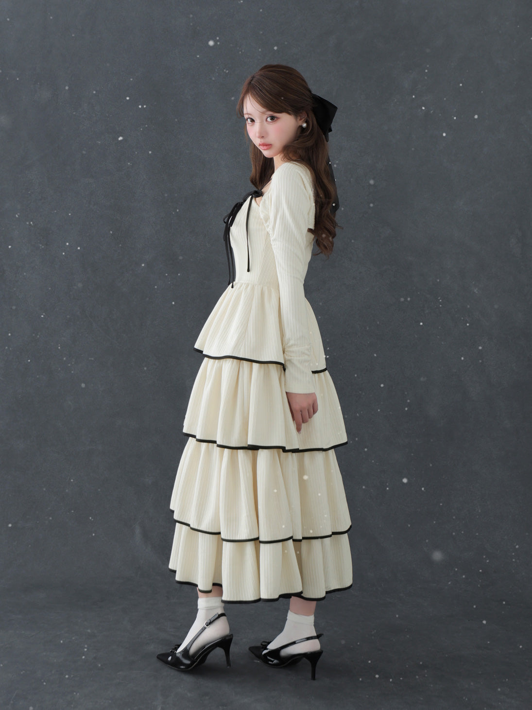 Tiered ribbon ensemble onepiece(eme10766)