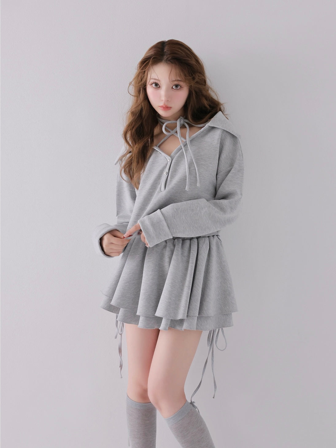 model：160cm　(size：F　color：Gray)