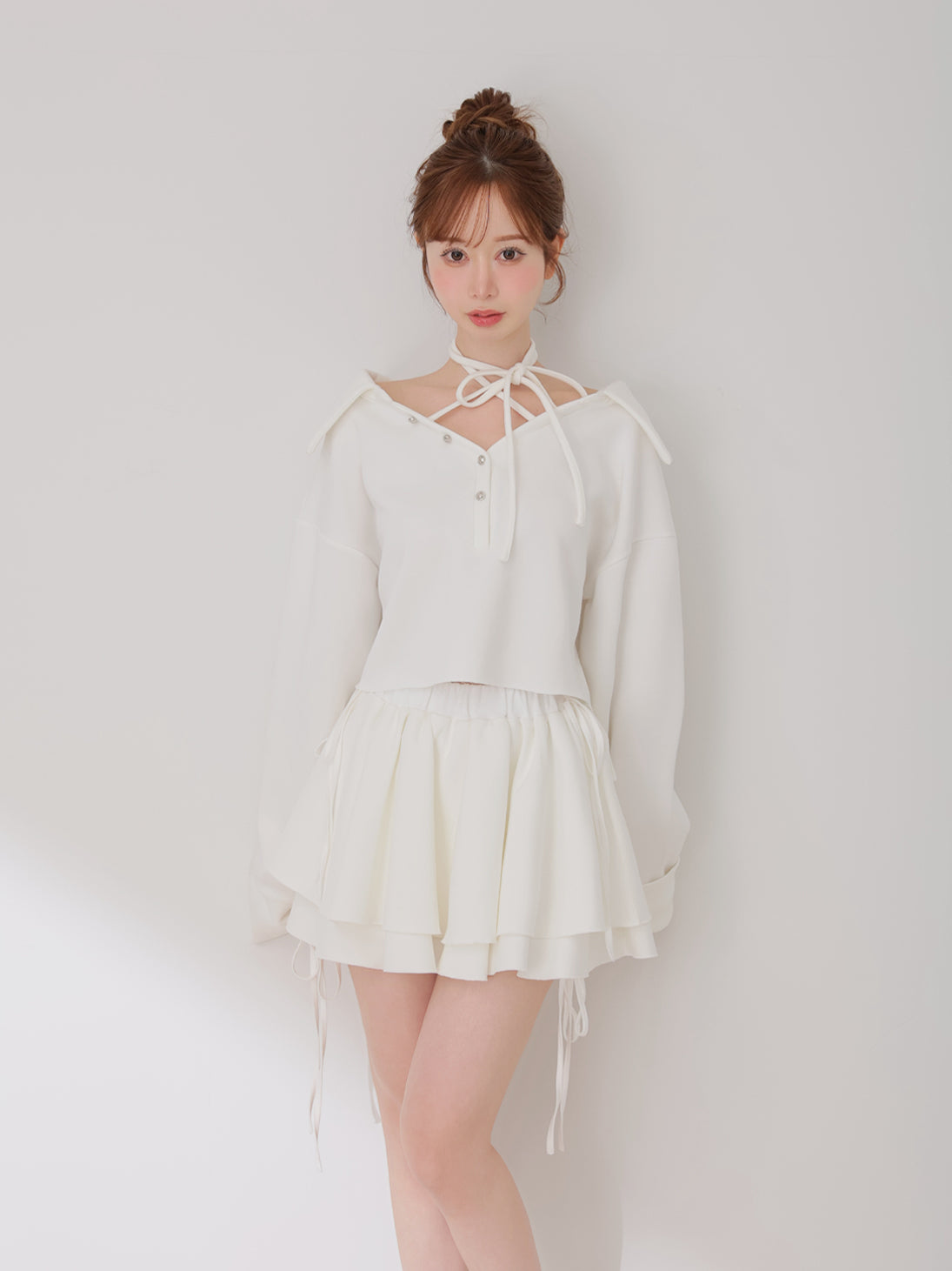 Me 様　フリルホワイト1点 Airy smooth frill mini skirt(eme10768) – M me eme