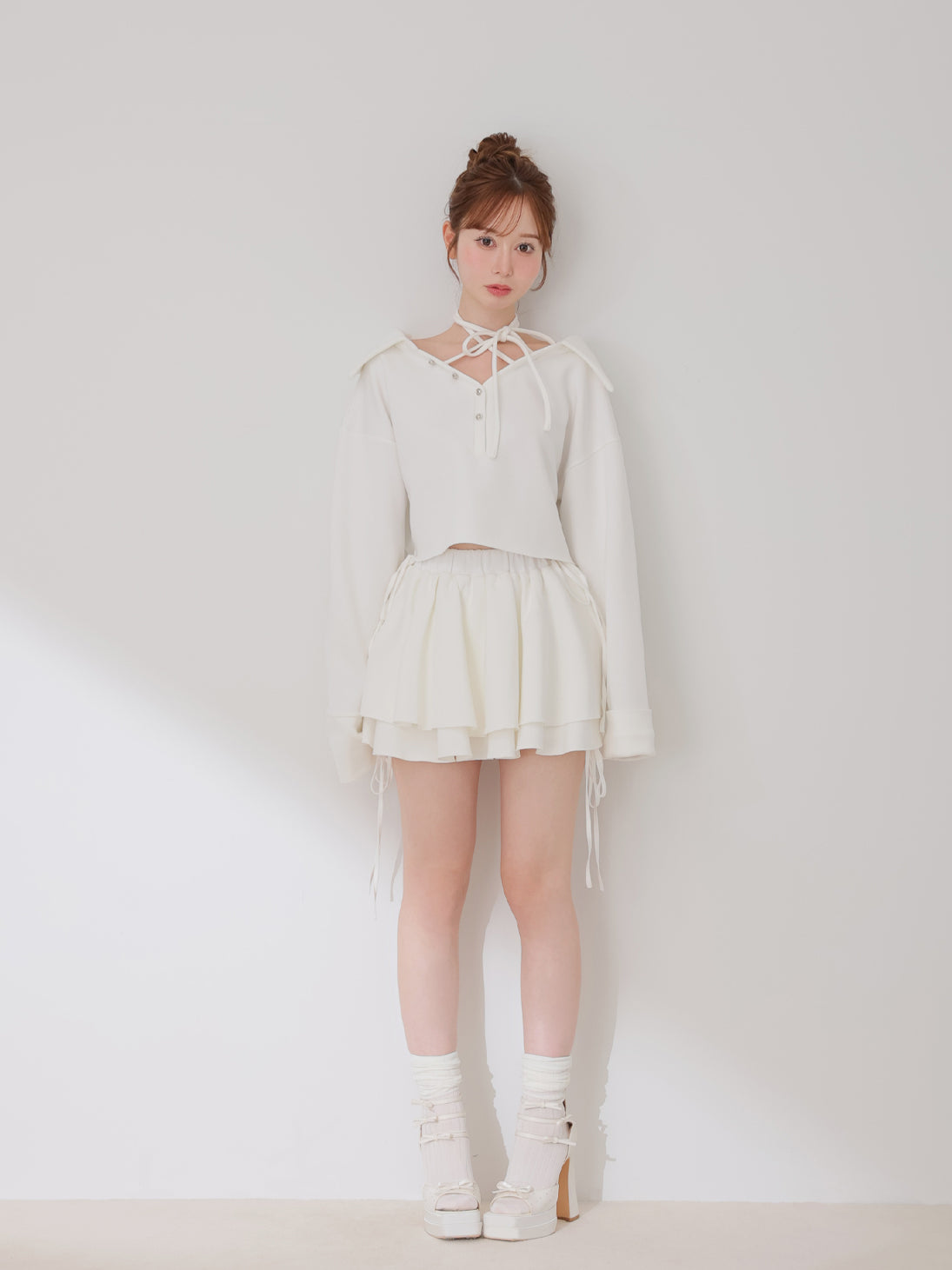 model：162cm　(size：F　color：White)