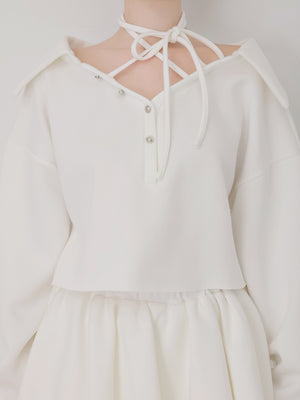 Airy smooth ribbon pullover(eme10767)