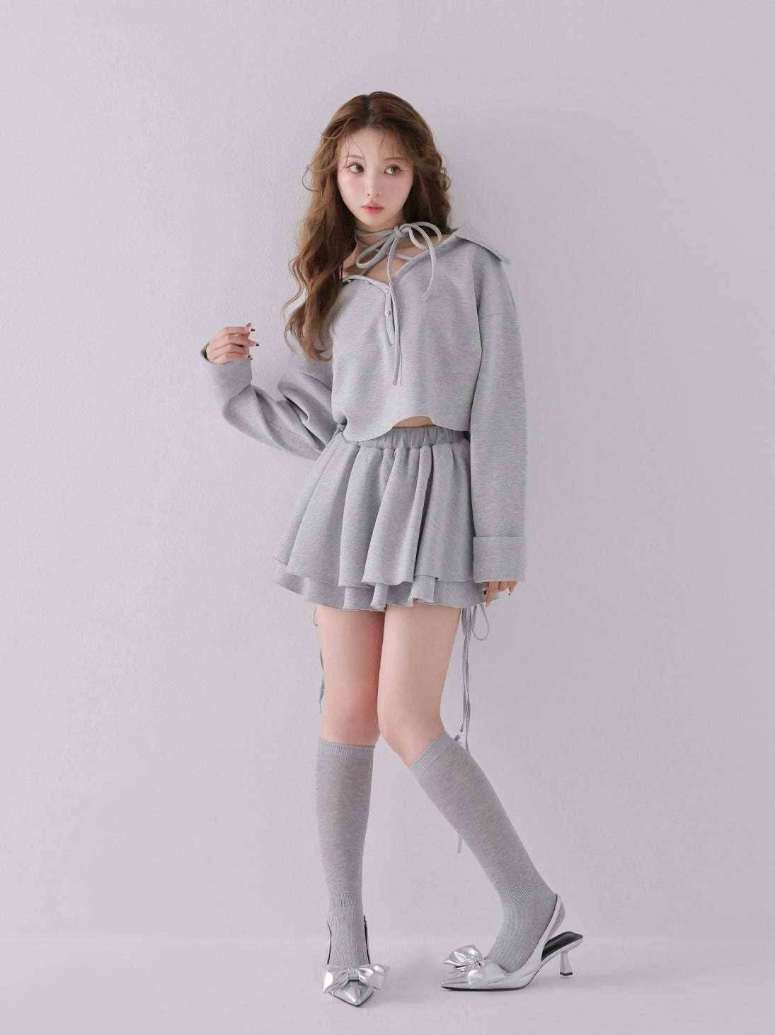 model：160cm　(size：F　color：Gray)