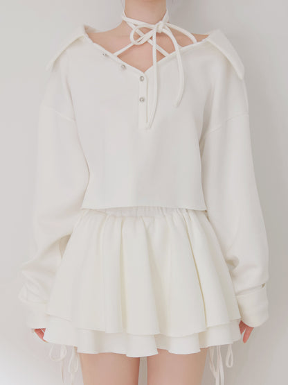 Airy smooth ribbon pullover(eme10767)