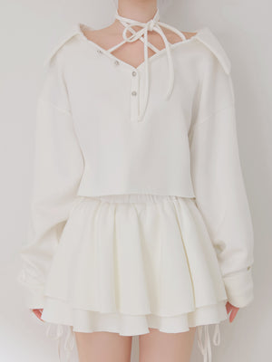 Airy smooth ribbon pullover(eme10767)