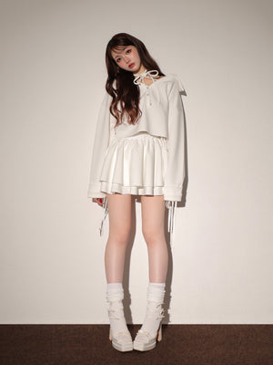 Airy smooth frill mini skirt(eme10768)