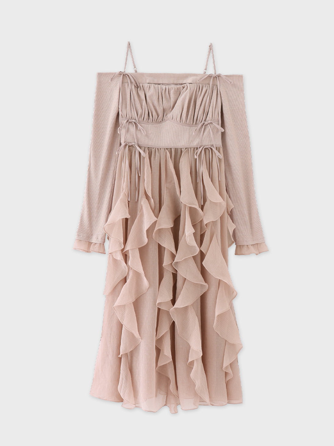 Ruffle frill chiffon docking onepiece(eme10769) – M me eme