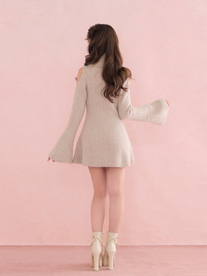 【Pre Order】Sleeve cut glitter knit mini onepiece(eme10771)