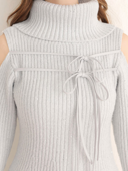 【Pre Order】Sleeve cut glitter knit mini onepiece(eme10771)