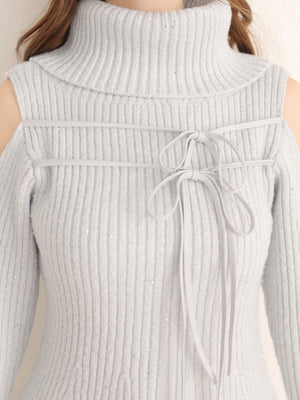 【Pre Order】Sleeve cut glitter knit mini onepiece(eme10771)