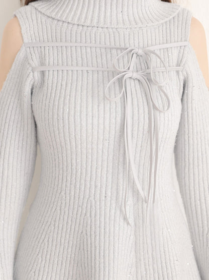 【Pre Order】Sleeve cut glitter knit mini onepiece(eme10771)