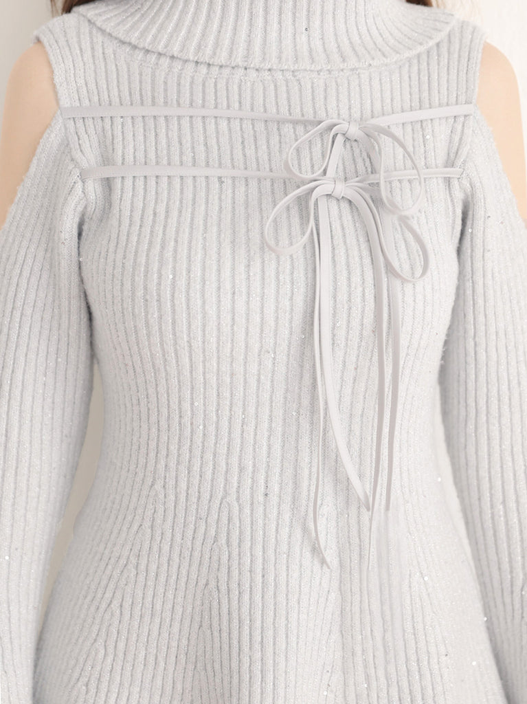 【Pre Order】Sleeve cut glitter knit mini onepiece(eme10771)