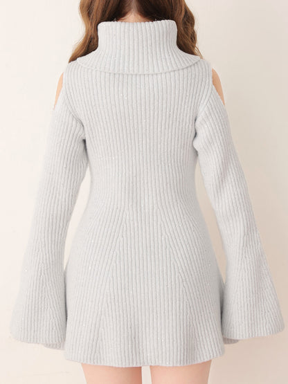 【Pre Order】Sleeve cut glitter knit mini onepiece(eme10771)