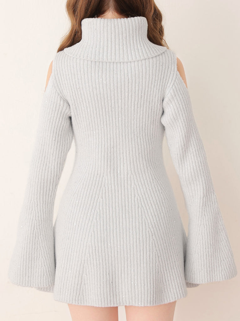 【Pre Order】Sleeve cut glitter knit mini onepiece(eme10771)