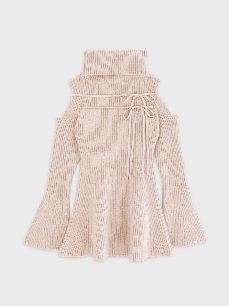 【Pre Order】Sleeve cut glitter knit mini onepiece(eme10771)