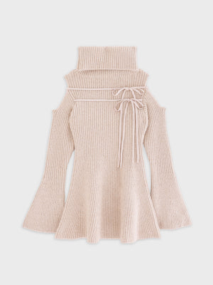 【Pre Order】Sleeve cut glitter knit mini onepiece(eme10771)