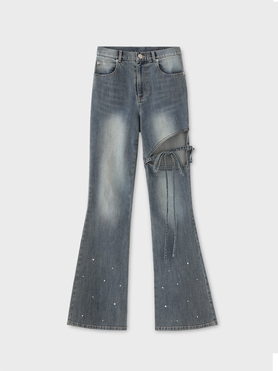 Ribbon bleach flare denim(eme10711)