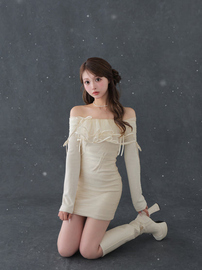 【SALE】Tulle drape mini onepiece(eme10776)