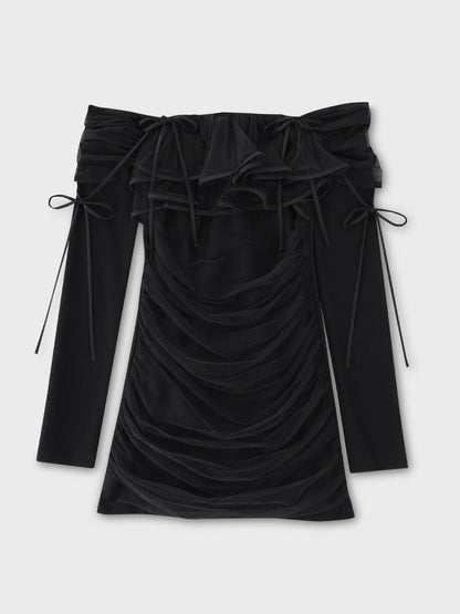 【SALE】Tulle drape mini onepiece(eme10776)