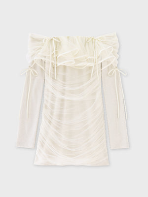 【SALE】Tulle drape mini onepiece(eme10776)