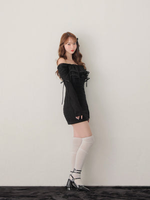 【SALE】Tulle drape mini onepiece(eme10776)