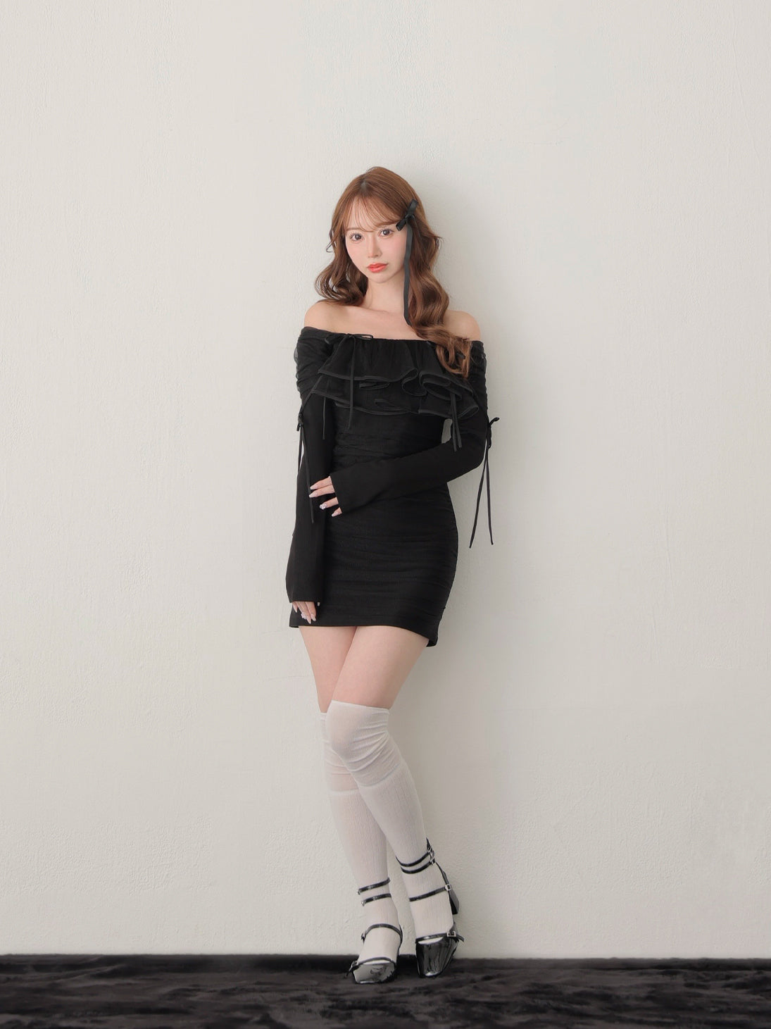 【SALE】Tulle drape mini onepiece(eme10776)