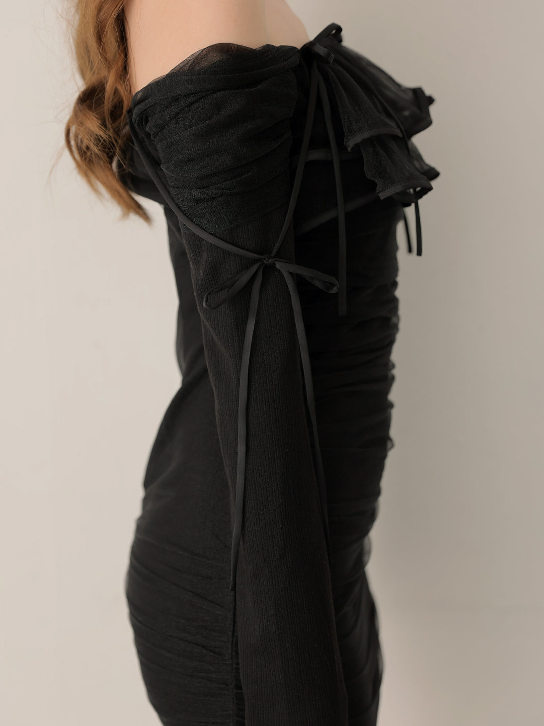 【SALE】Tulle drape mini onepiece(eme10776)